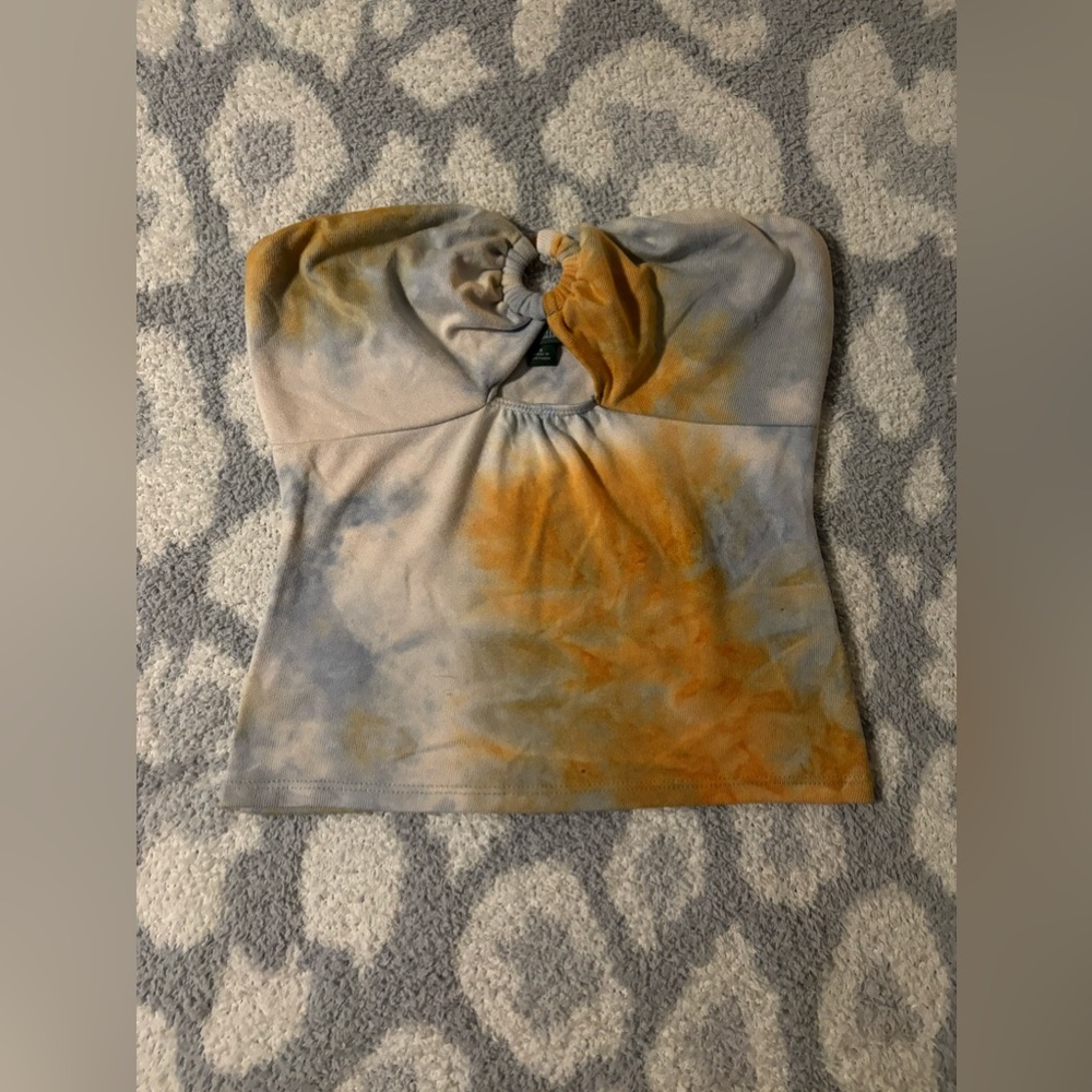 Wild Fable orange and blue tie dye tube top